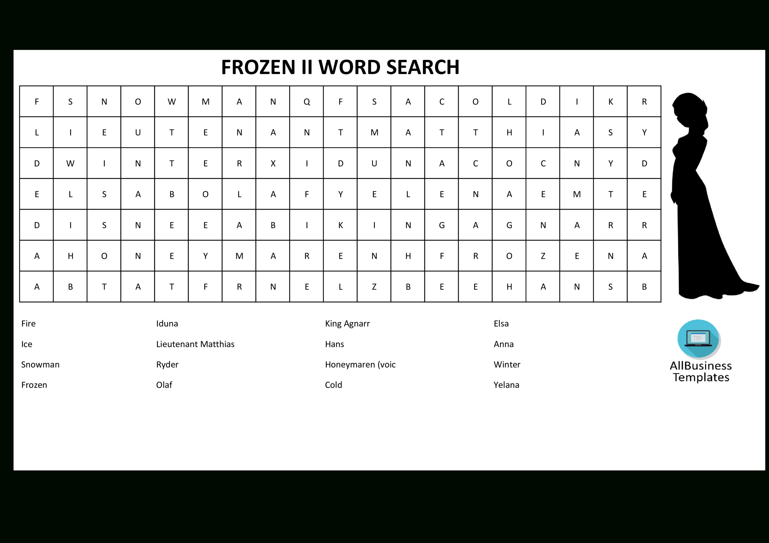 Word Search Frozen 2 With Answers | Templates At Pertaining To Word Sleuth Template