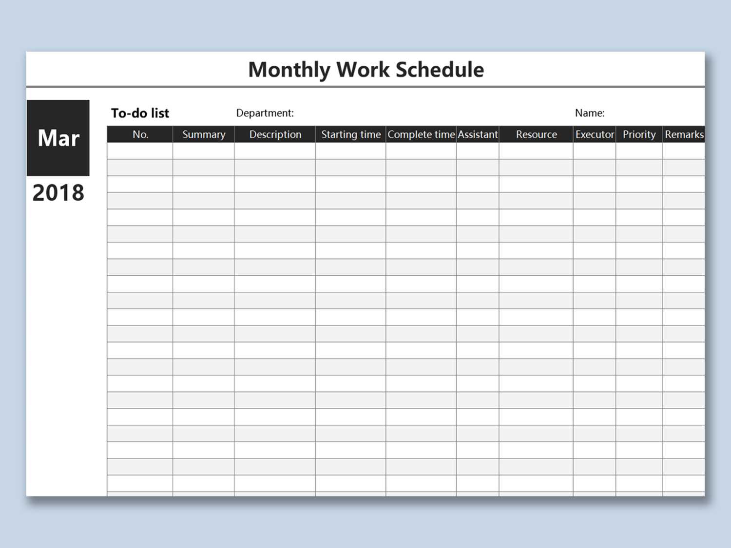 Work Schedule Spreadsheet Plan Template Excel Download Free Intended For Blank Monthly Work Schedule Template
