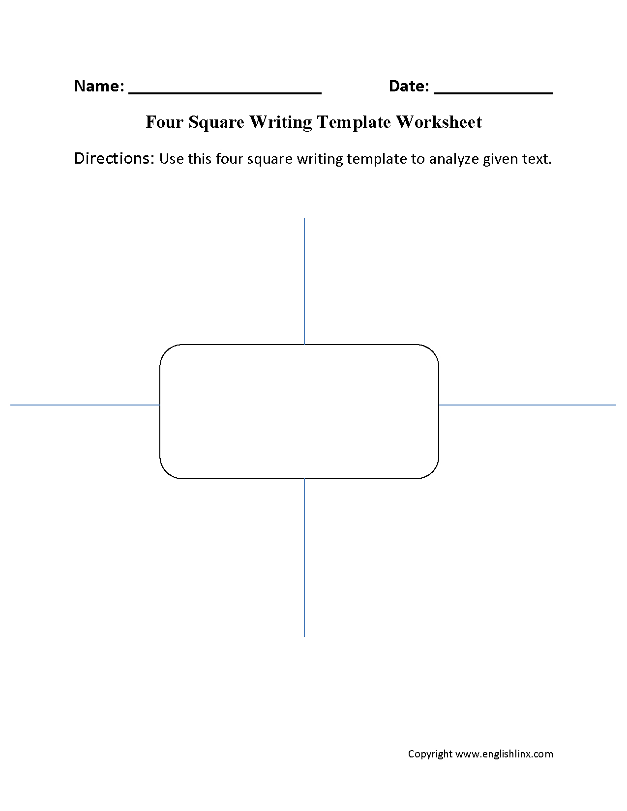 Blank Four Square Writing Template Sample Design Templates